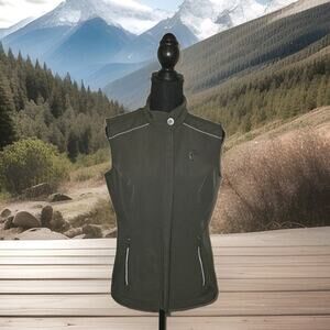 Arista Equestrian Soft Shell Vest Olive Green Full Zip Embroidered riding Sz Med